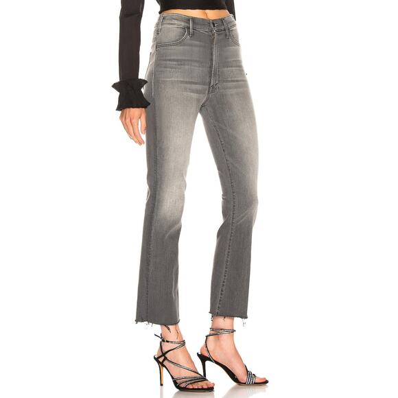 Mother The Hustler Ankle Jeans Gray Flare -26 in Supermoon Highrise Raw Hem - Picture 2 of 15